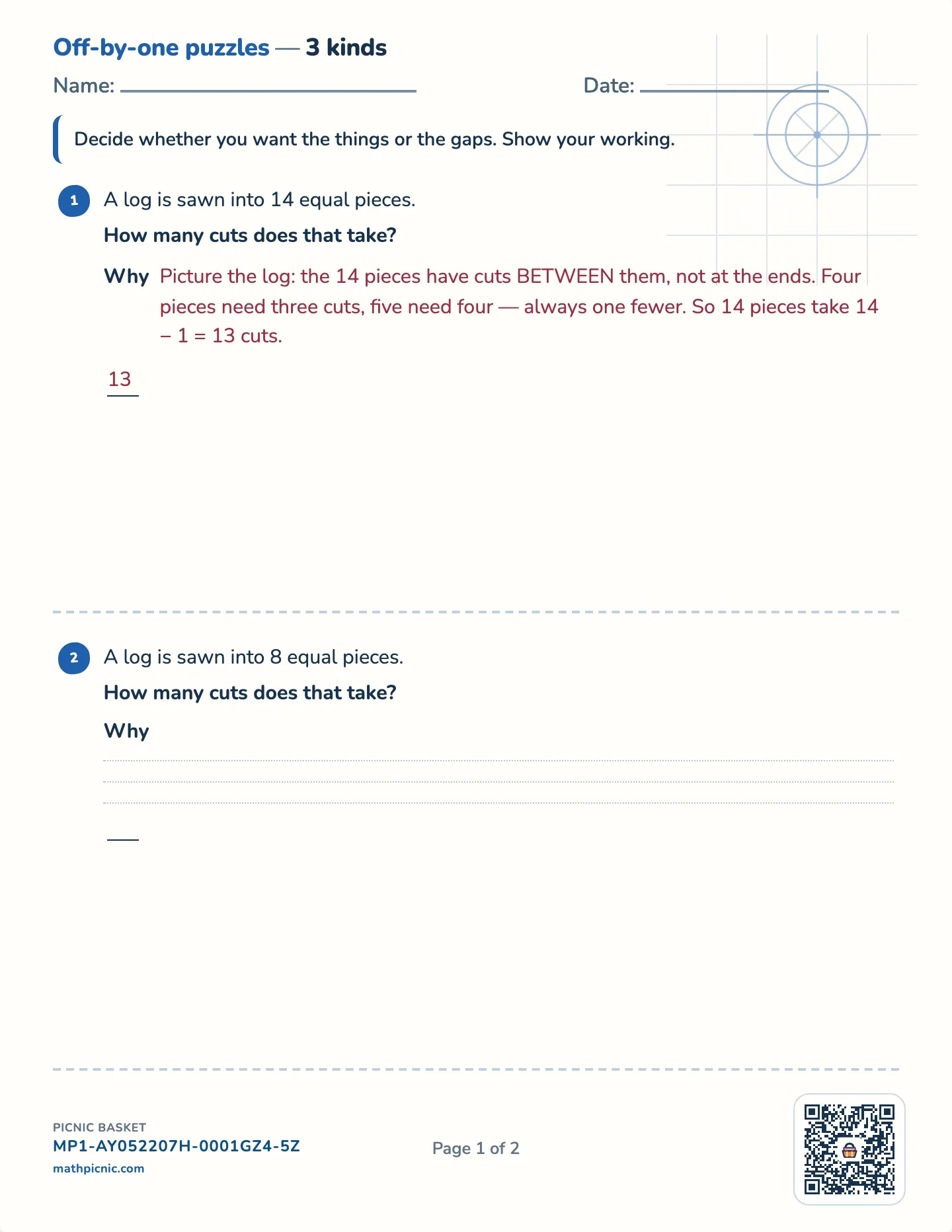 Things and the gaps between them worksheet — Challenge · two, three or four kinds, free printable with answer key