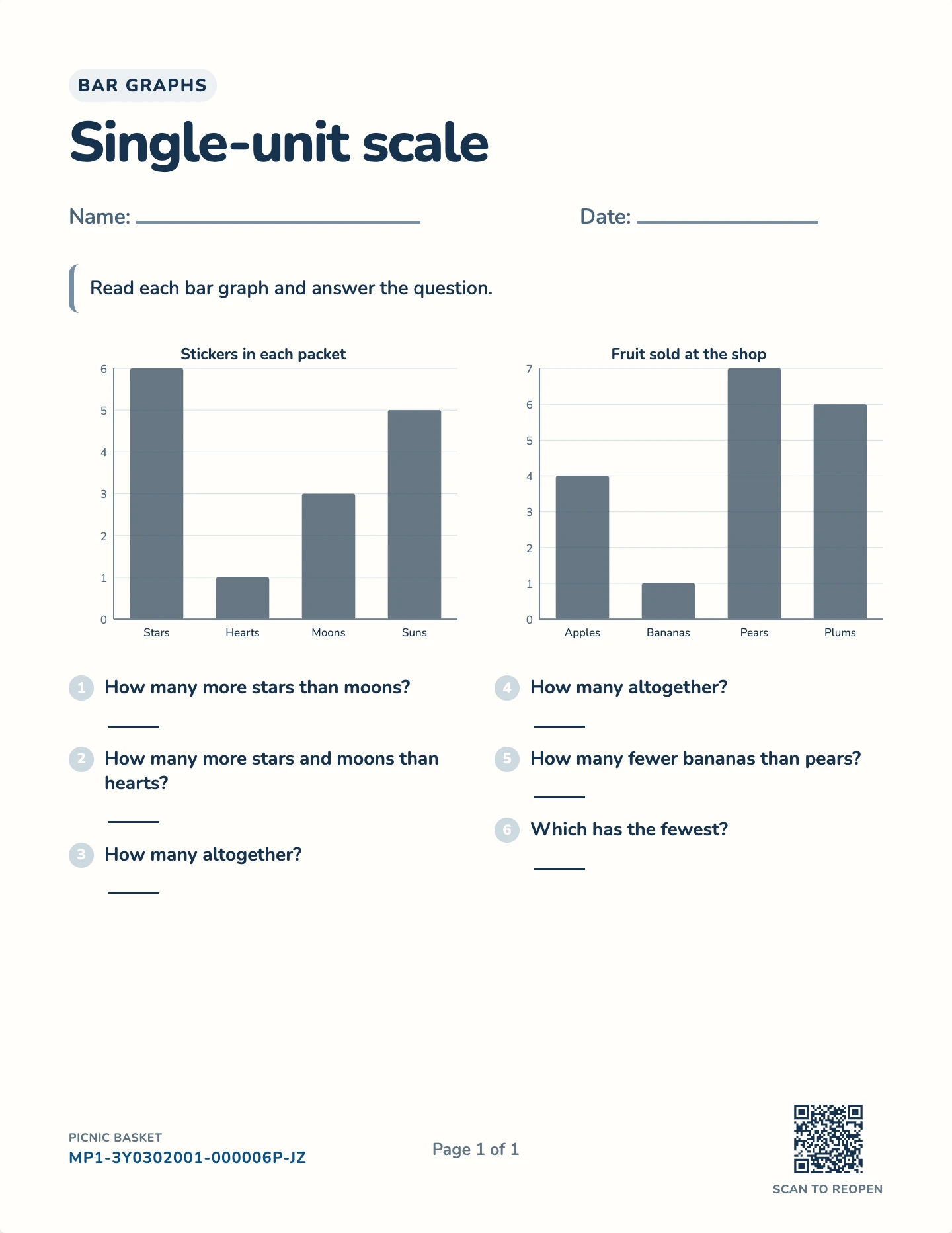 Bar graphs worksheet preview