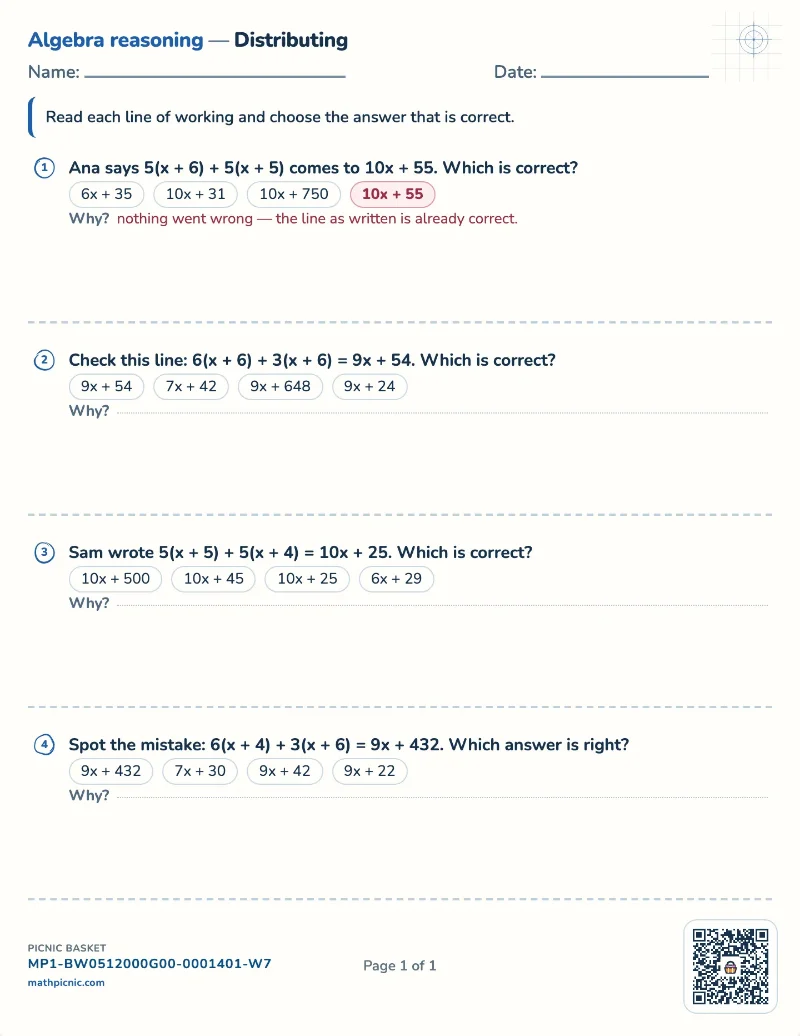 Distributing worksheet — free printable with answer key