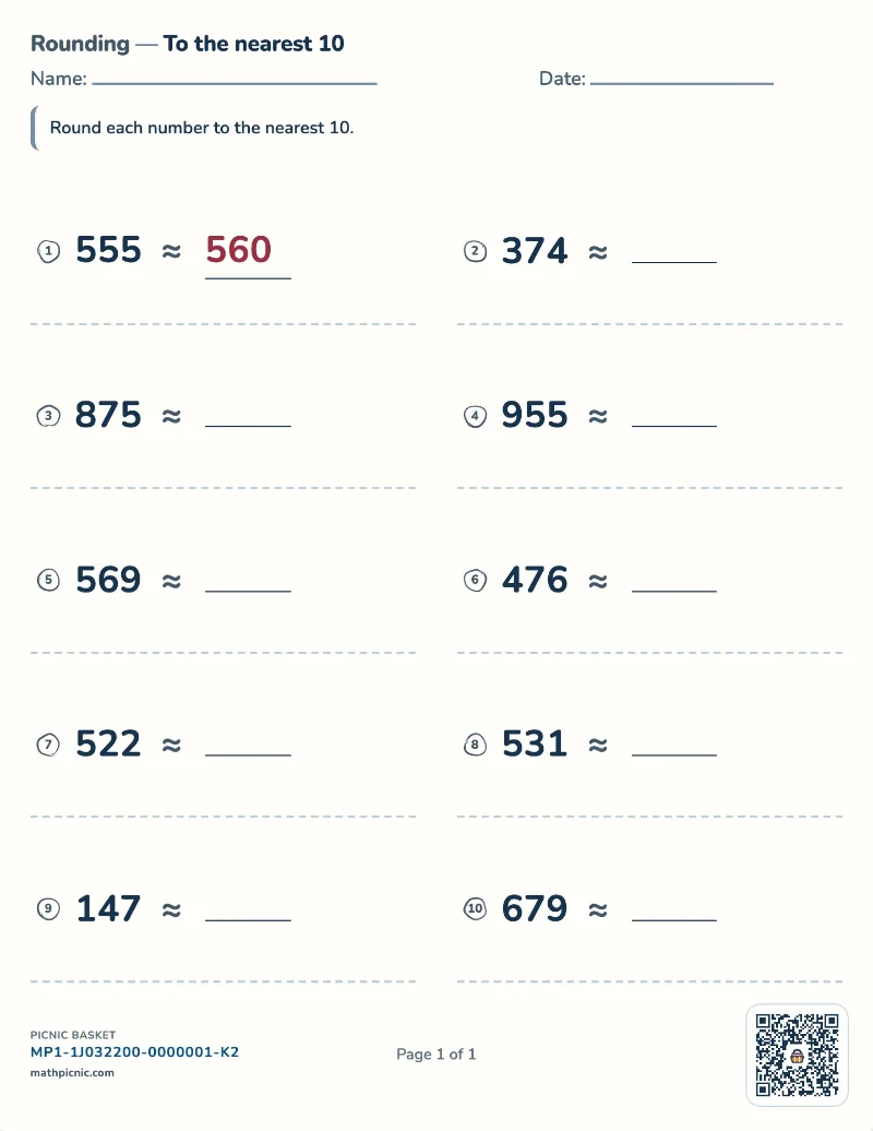 Rounding numbers worksheet — free printable with answer key