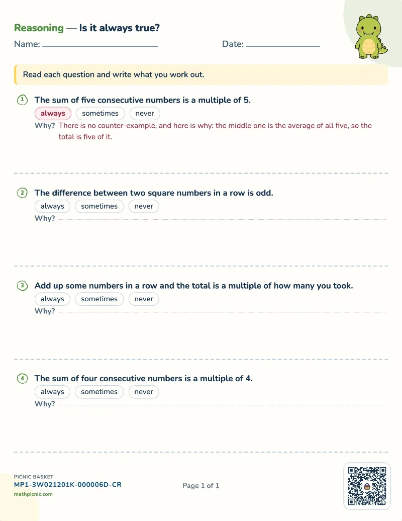 Is it always true? worksheet — free printable with answer key
