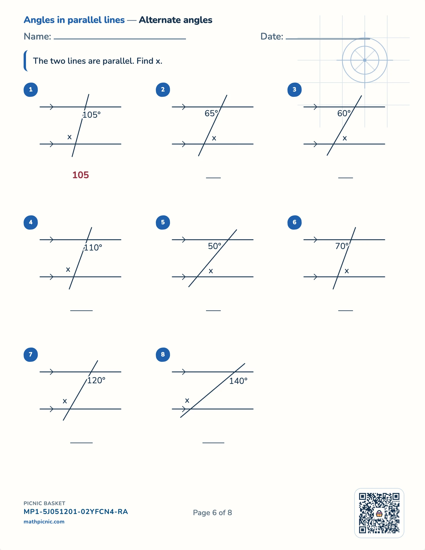 Angles pack — Alternate angles worksheet