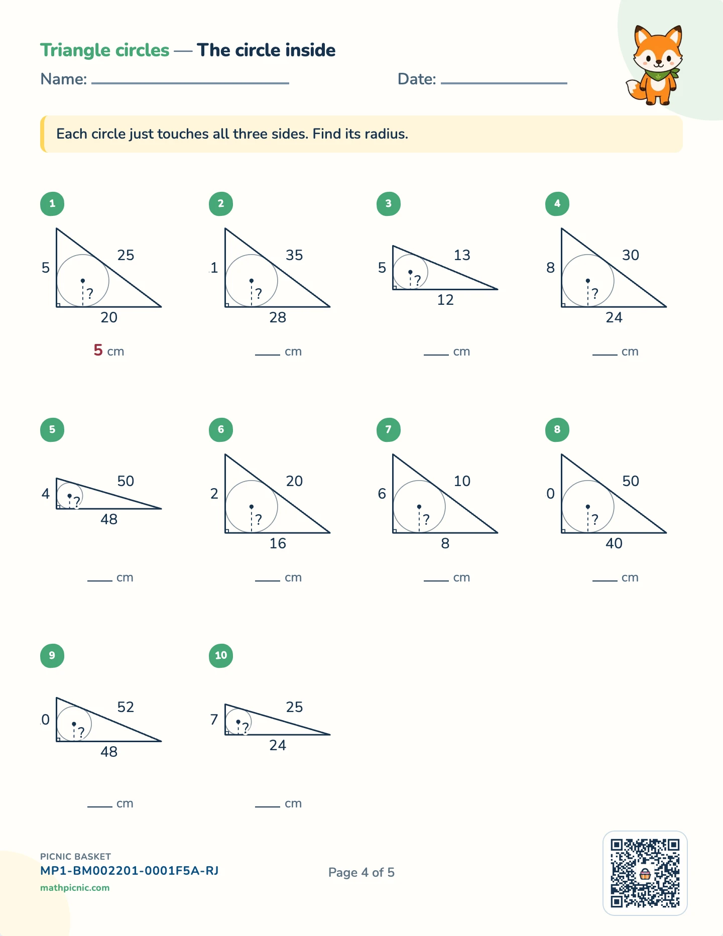 Angles in circles pack — The circle inside worksheet
