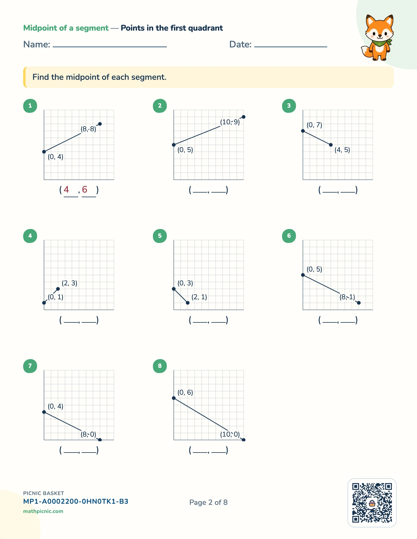 Coordinate geometry pack — Midpoint worksheet