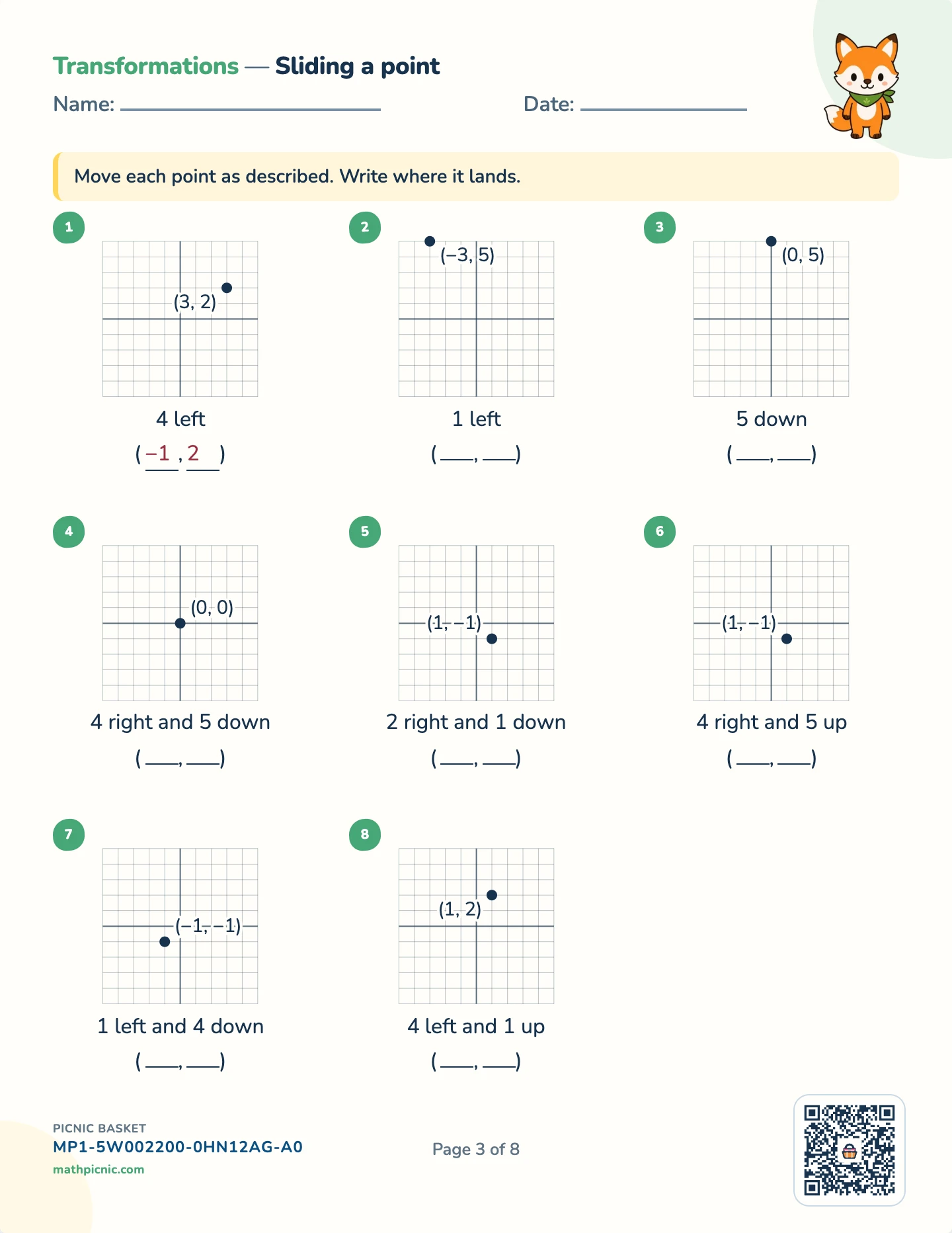 Coordinate geometry pack — Translations worksheet