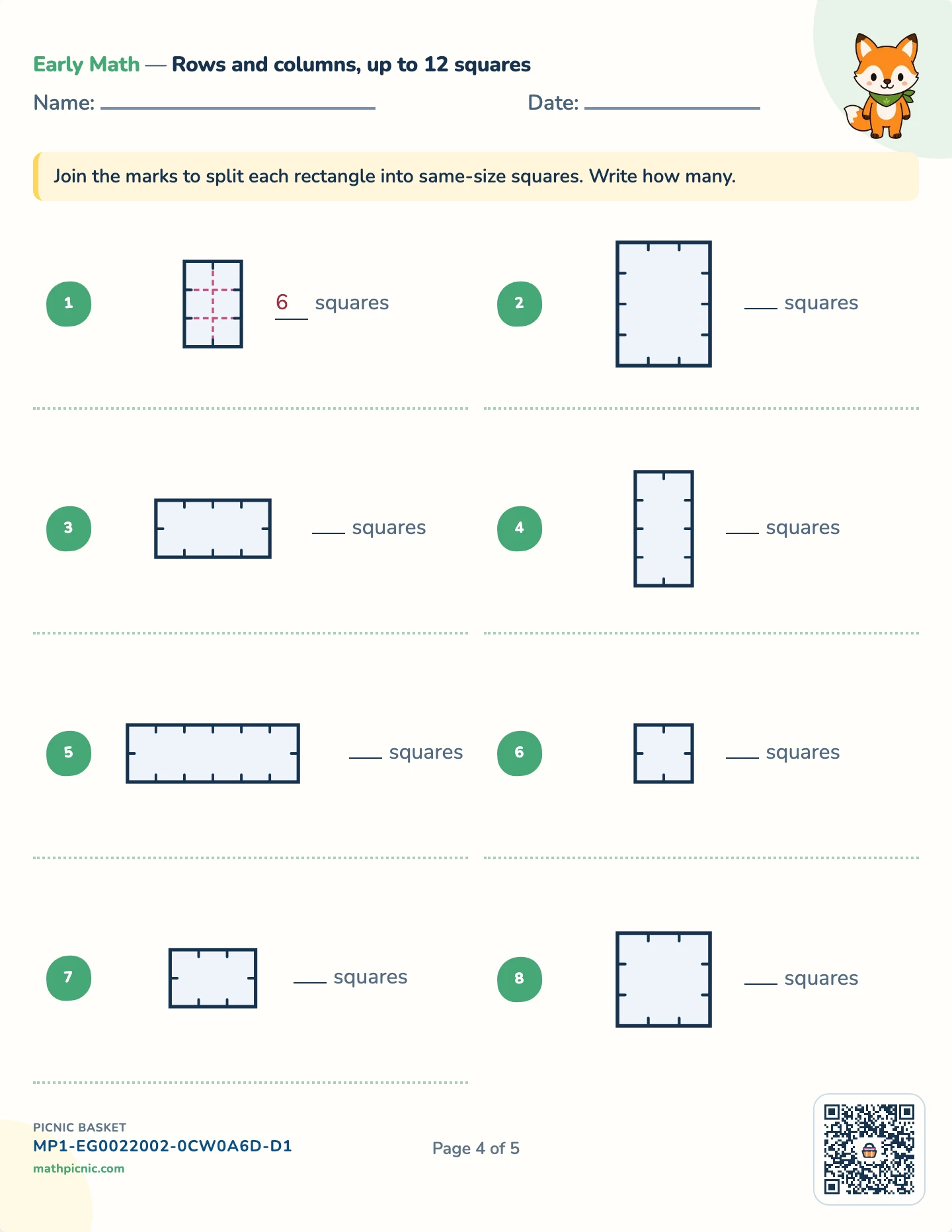 Shapes and where they are pack — Rows and columns worksheet