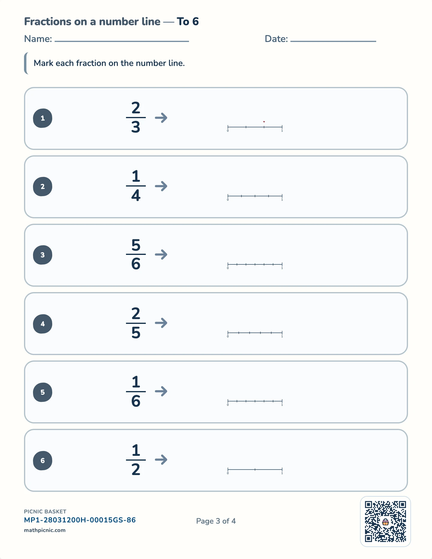 First fractions pack — Plot the fraction worksheet