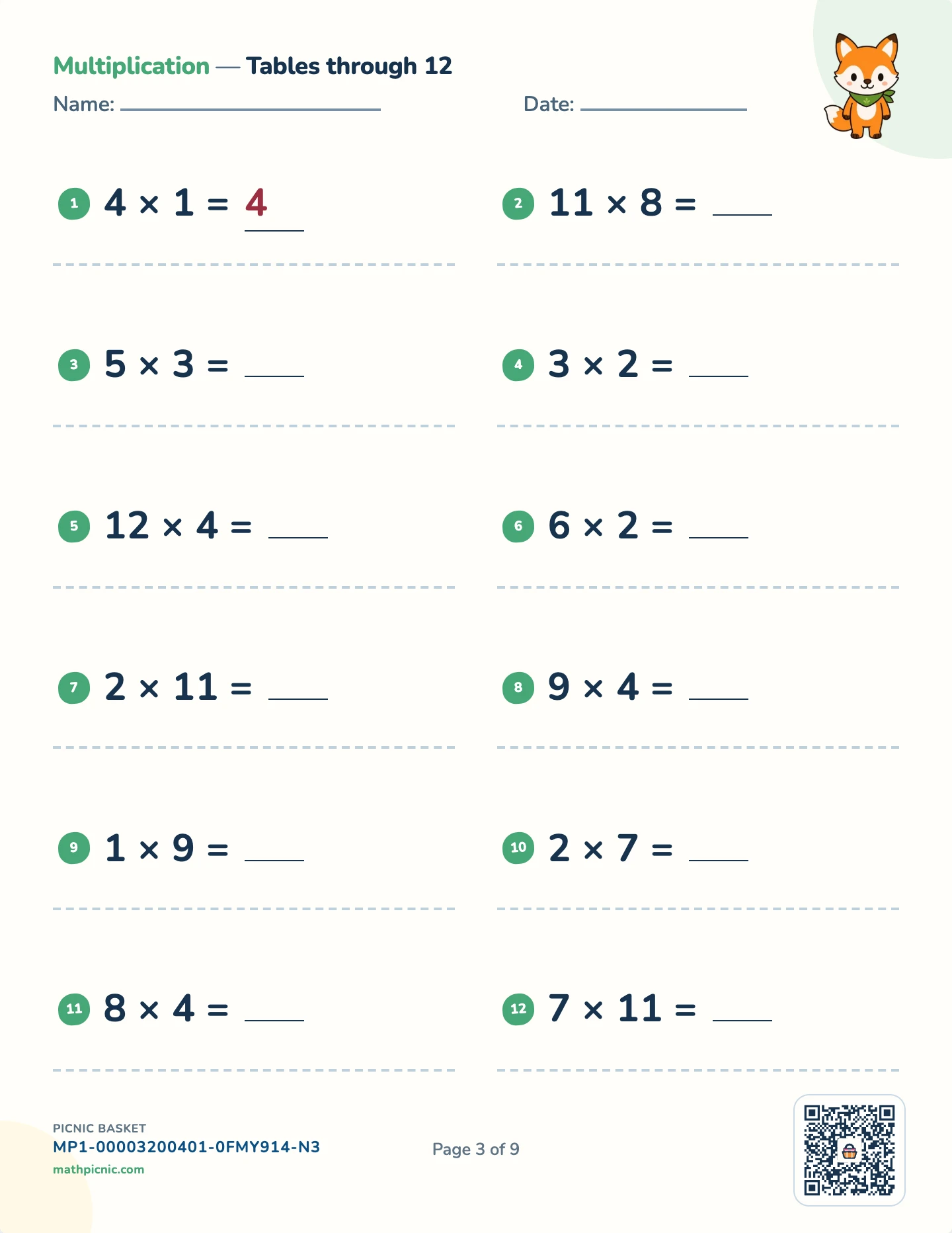 The four operations pack — Multiplying worksheet