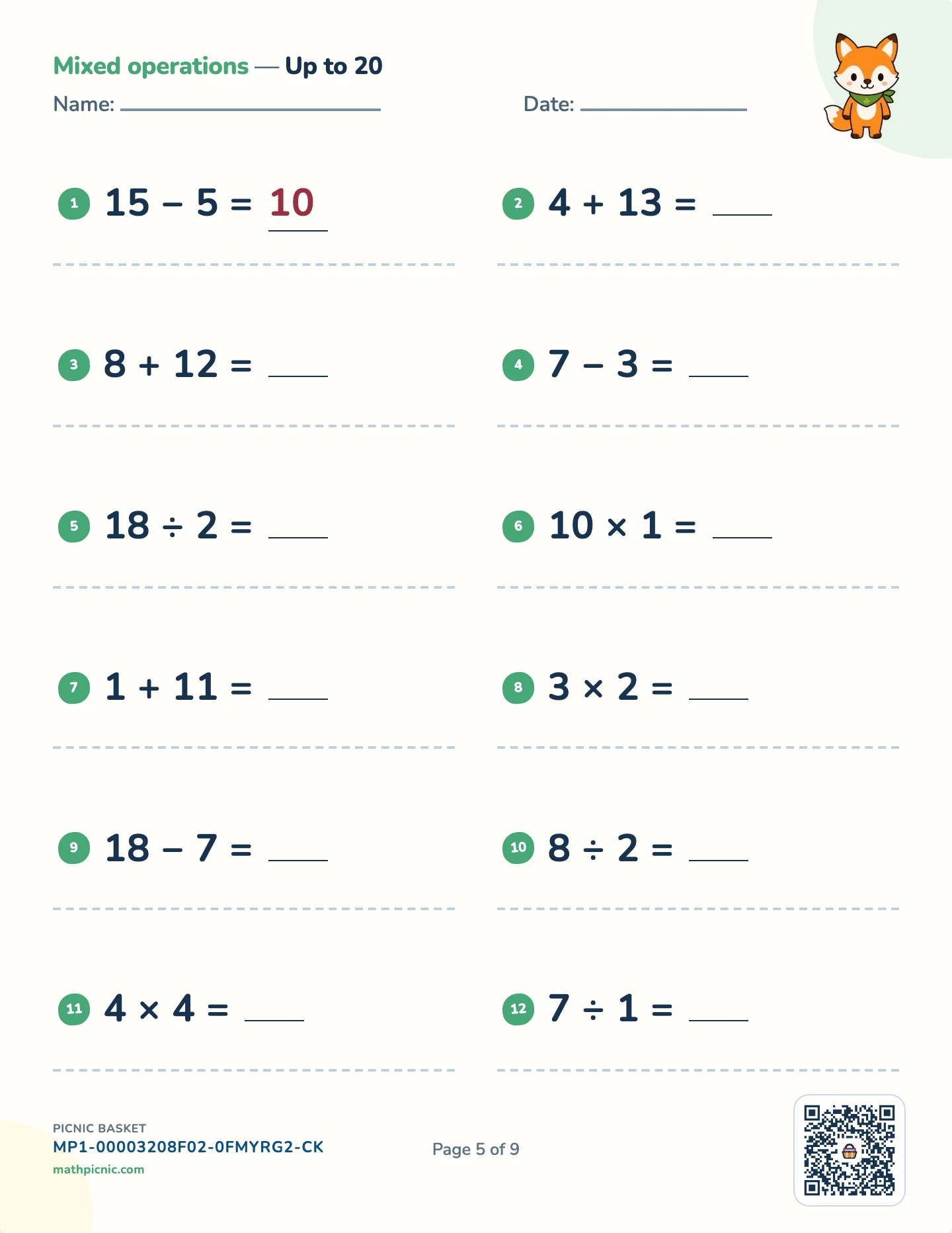 The four operations pack — All four mixed worksheet