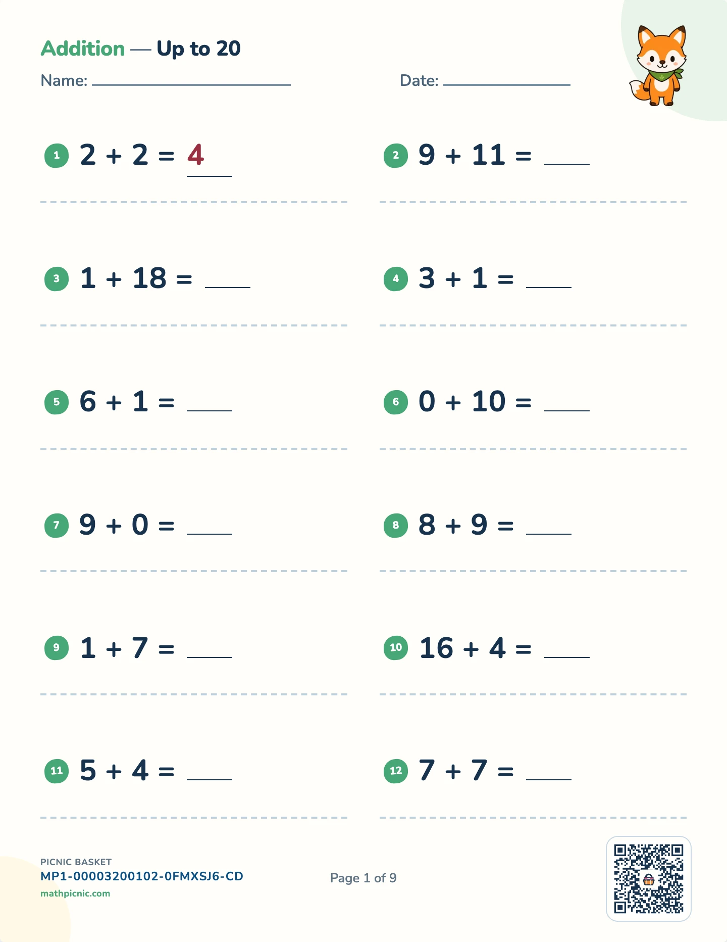 The four operations pack — Adding worksheet