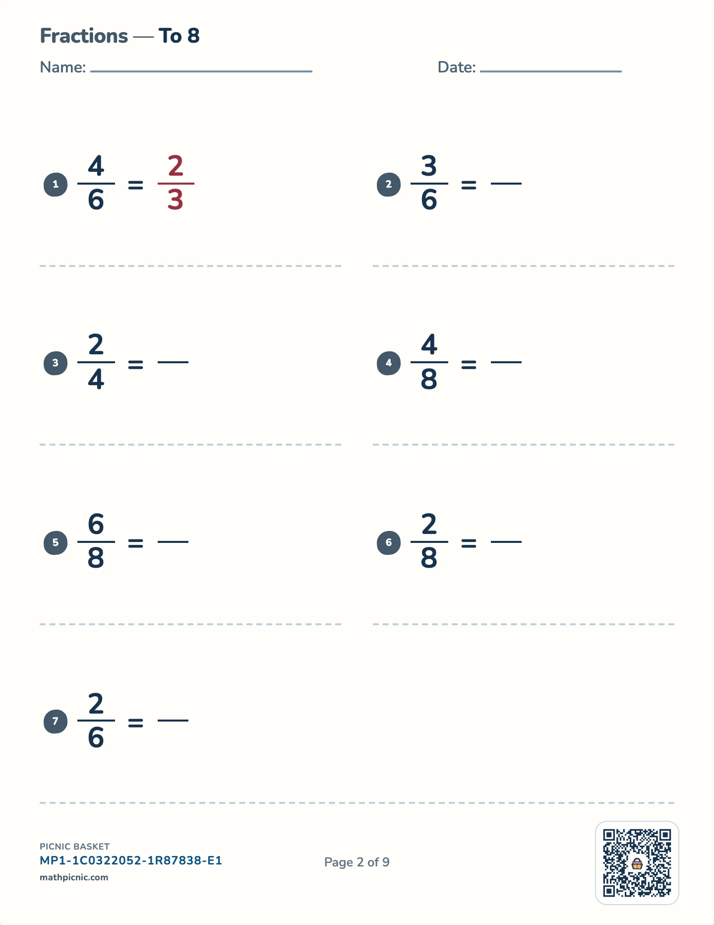 Fractions, decimals and percents pack — Simplifying worksheet