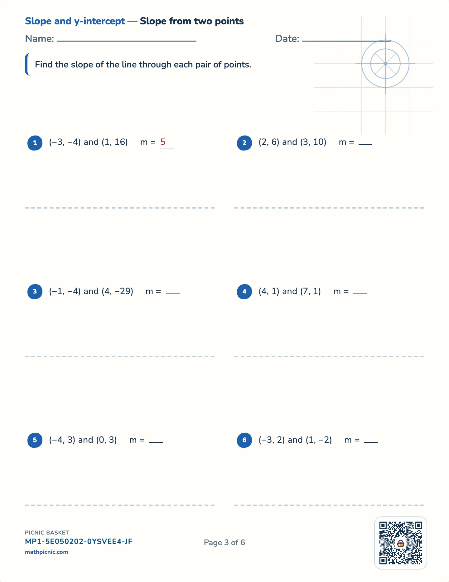 Slope and rate of change pack — Slope from two points worksheet