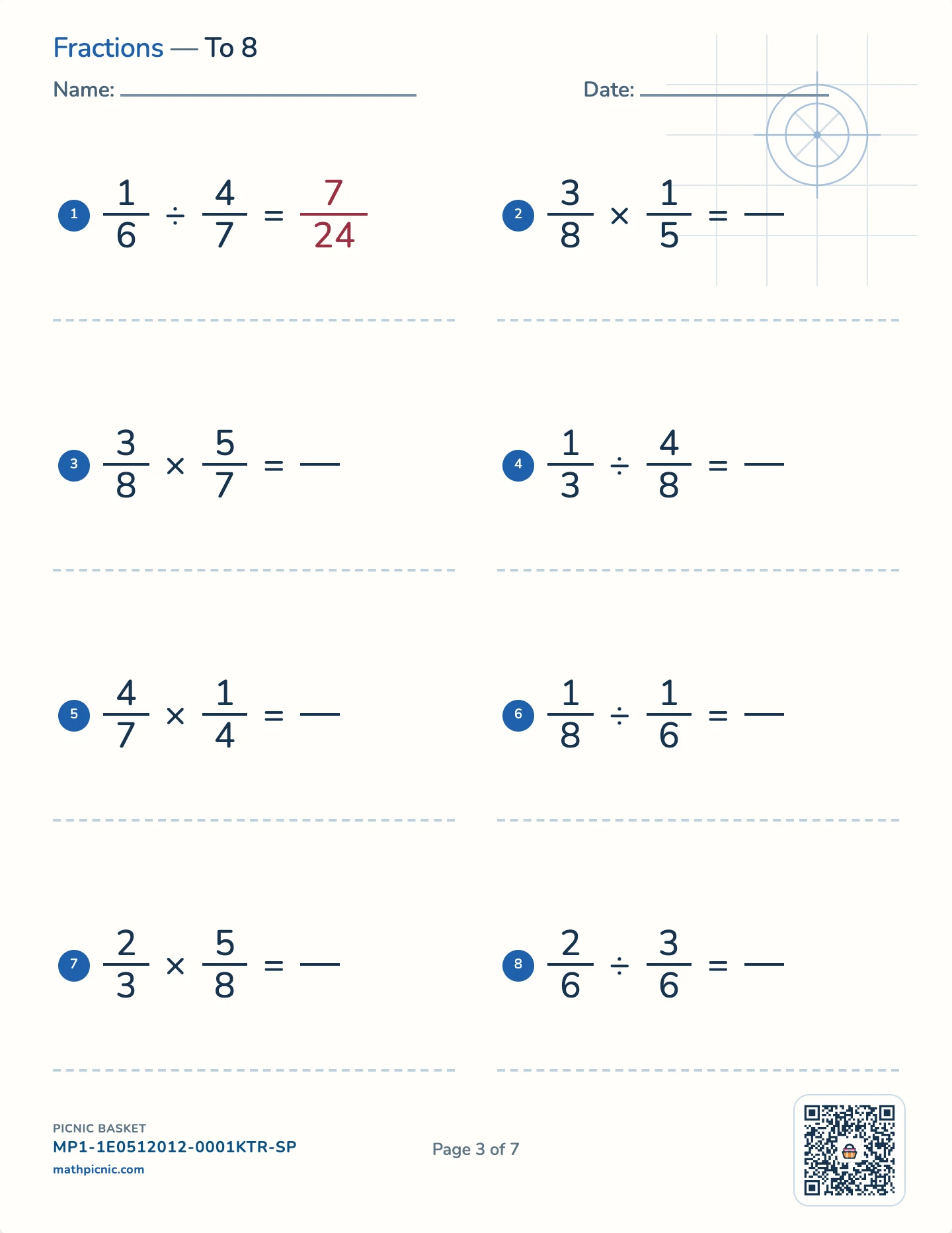 Multiplying and dividing fractions and decimals pack — Fractions: × and ÷ worksheet
