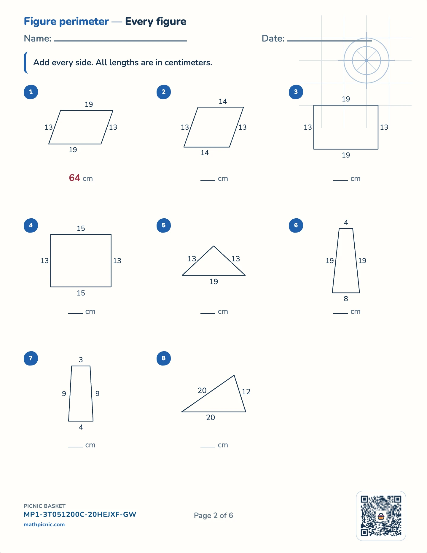 Perimeter and area pack — Perimeter worksheet