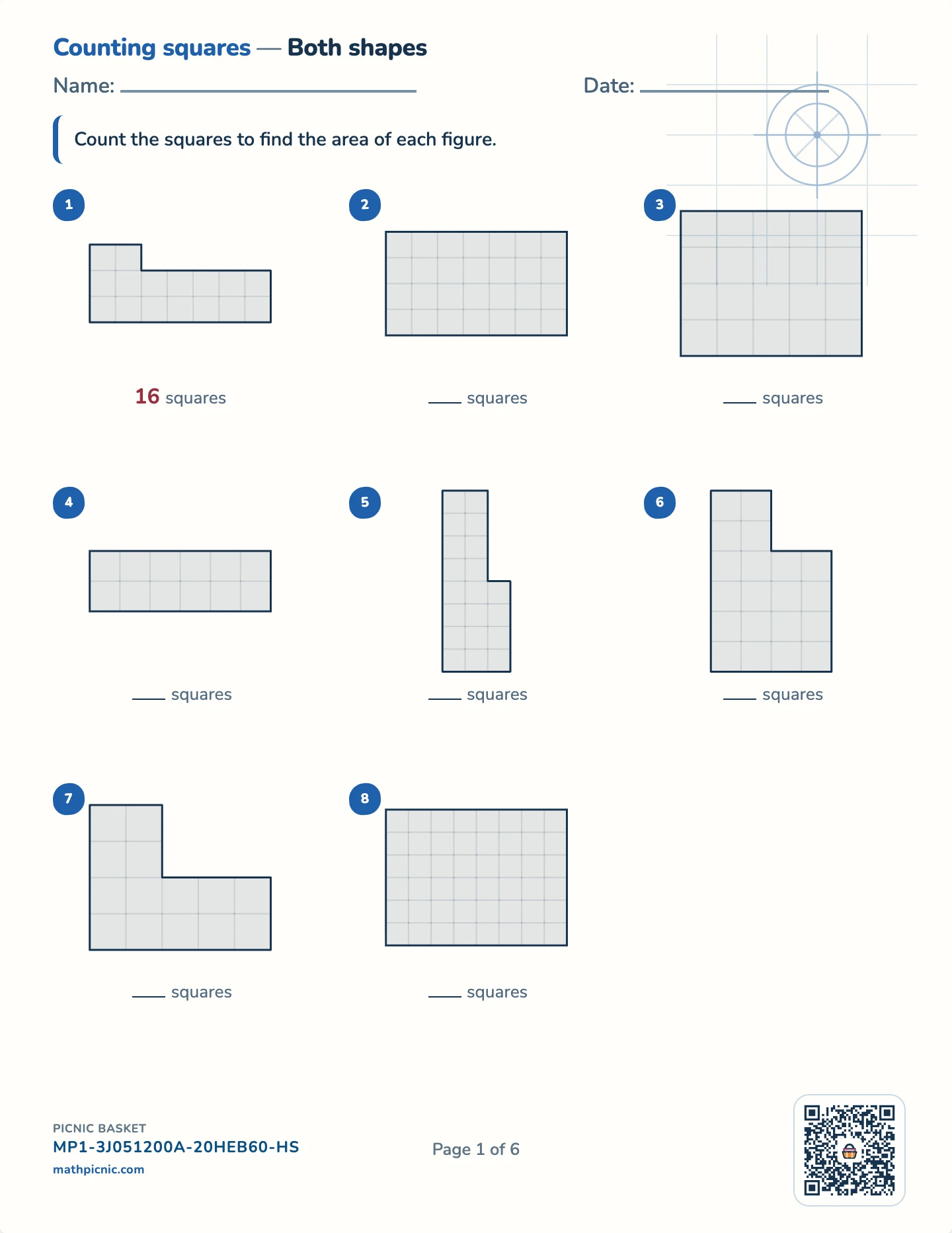 Perimeter and area pack — Count squares worksheet