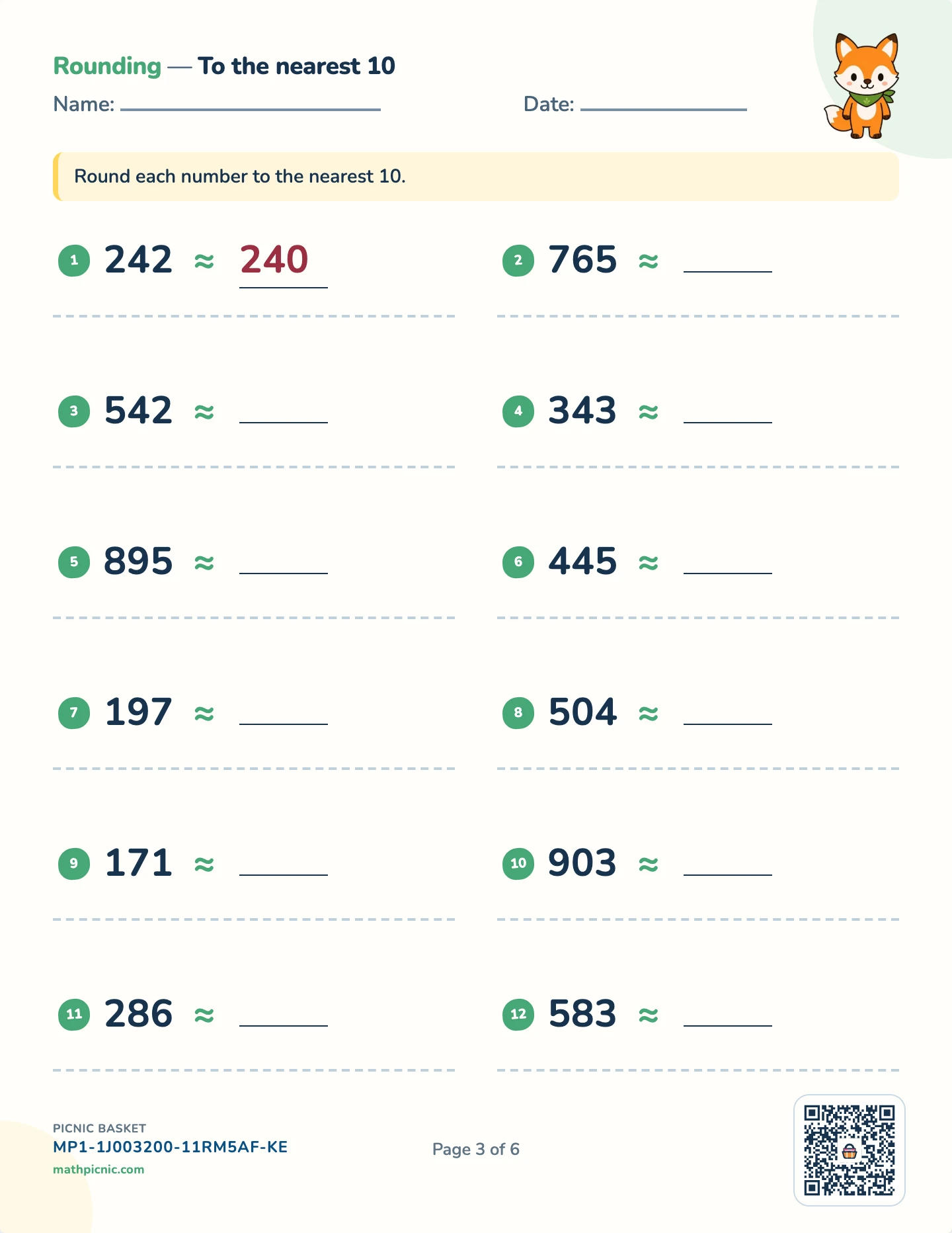 Place value, rounding and estimating pack — Rounding worksheet