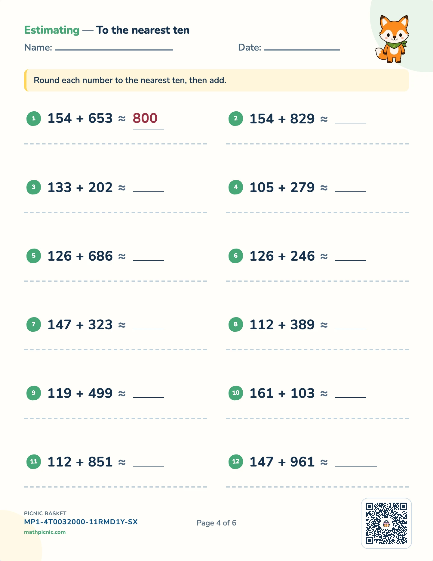 Place value, rounding and estimating pack — Estimating sums worksheet