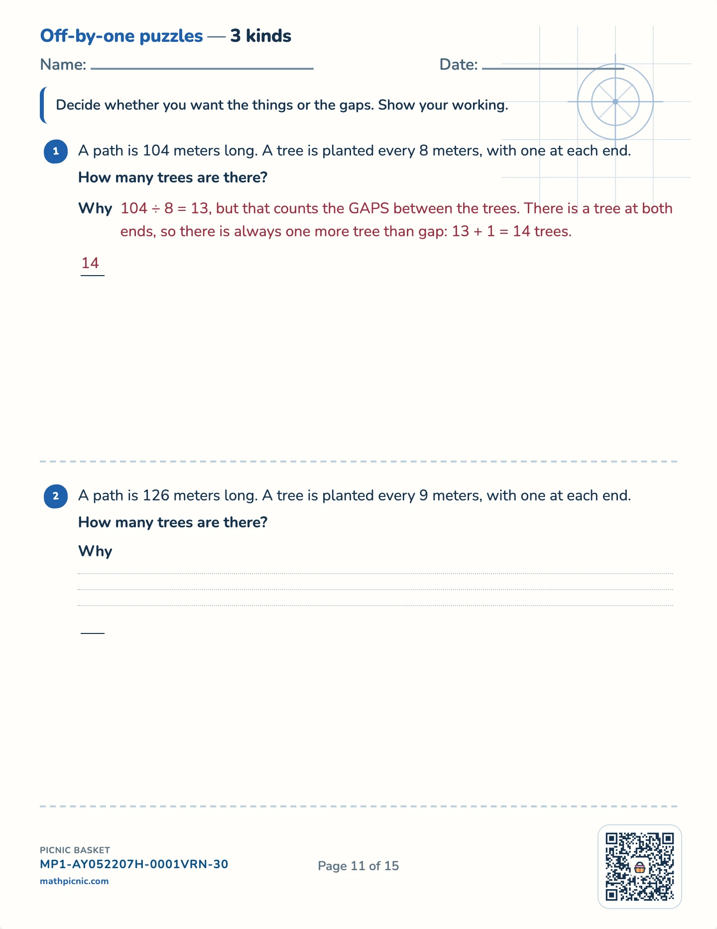 Number puzzles pack — Things and the gaps between worksheet