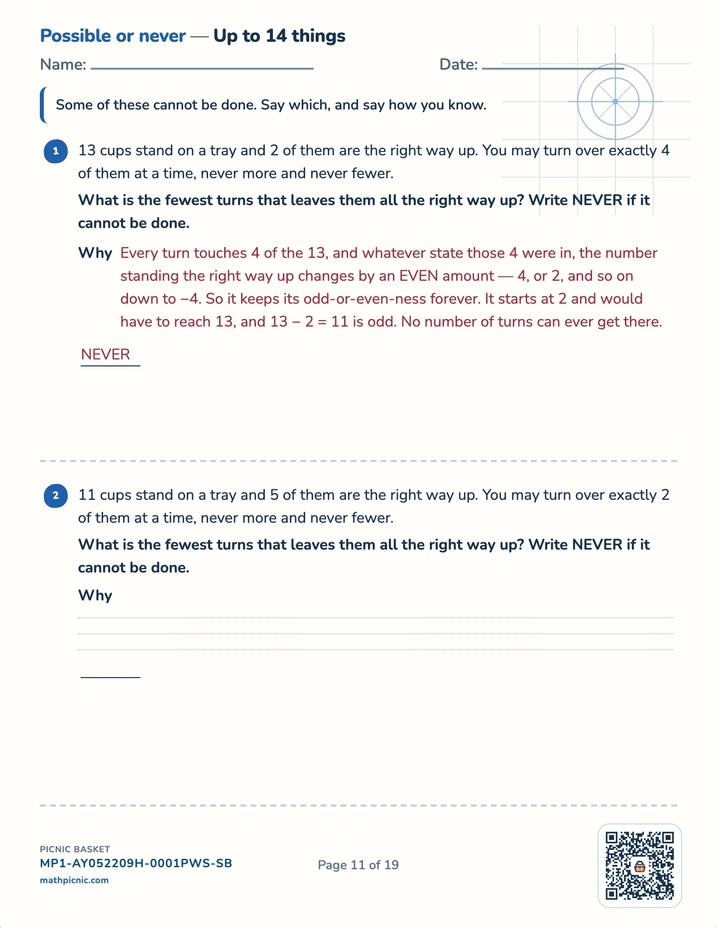 Reasoning puzzles pack — Can it be done at all? worksheet