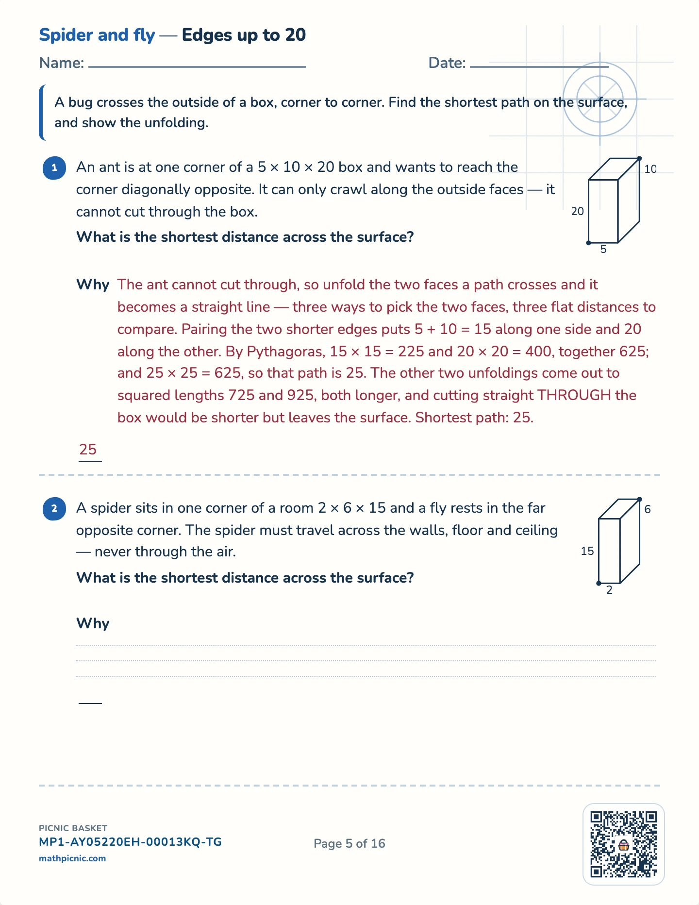 Space puzzles pack — The spider and the fly worksheet