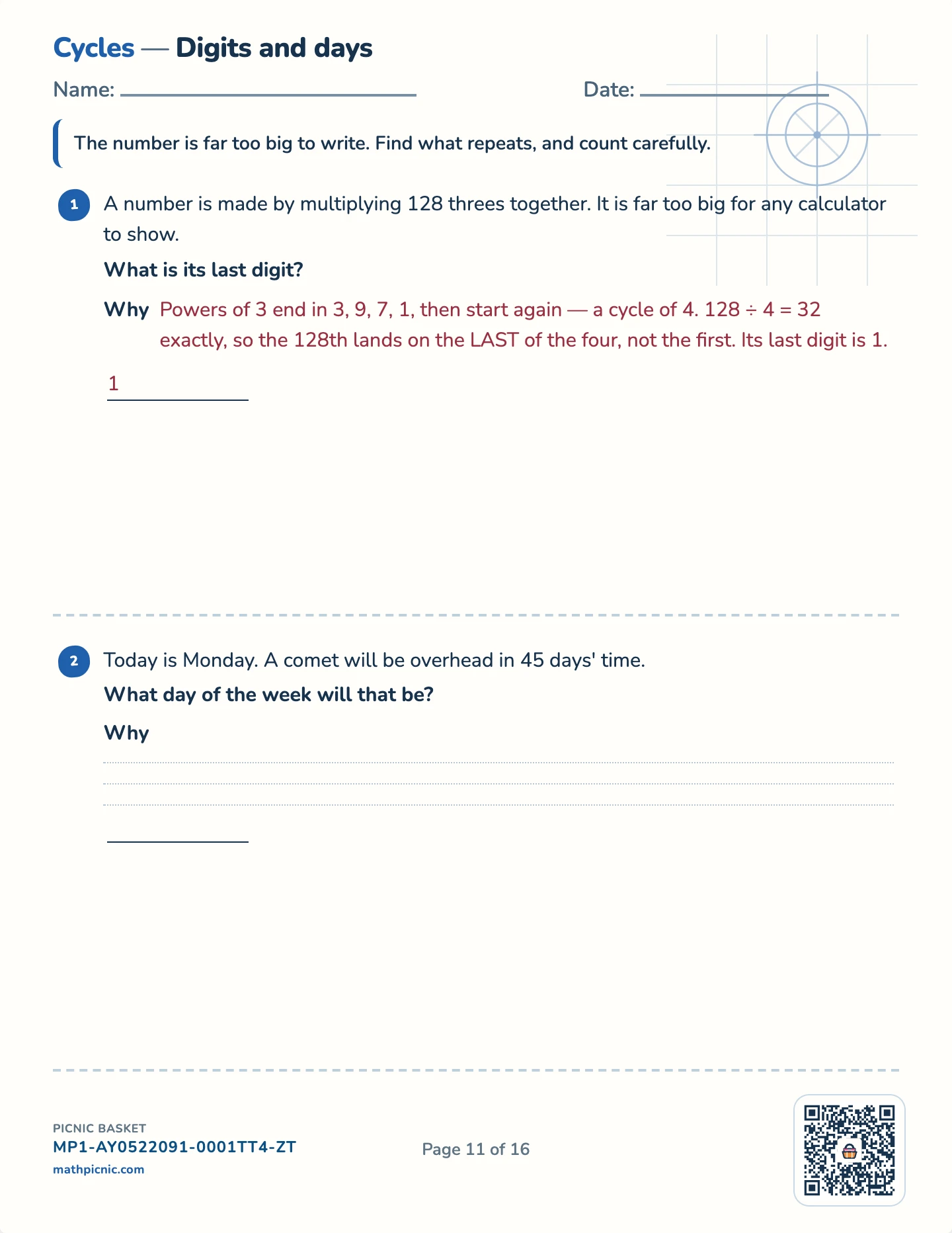Space puzzles pack — Numbers too big to compute worksheet