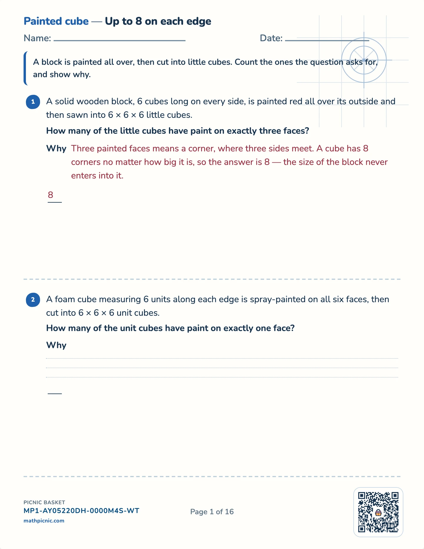 Space puzzles pack — The painted cube worksheet