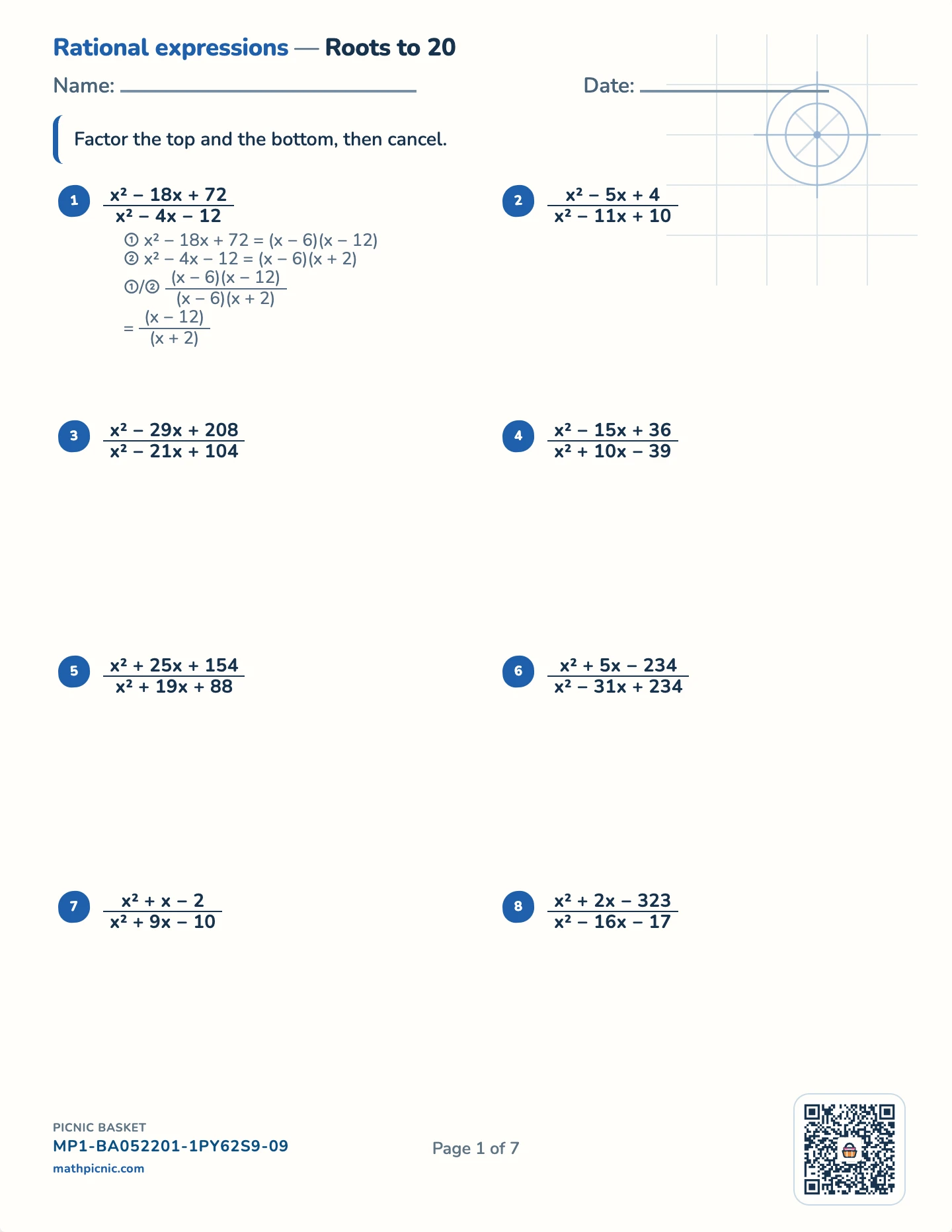 Rational expressions pack — Rational expressions worksheet