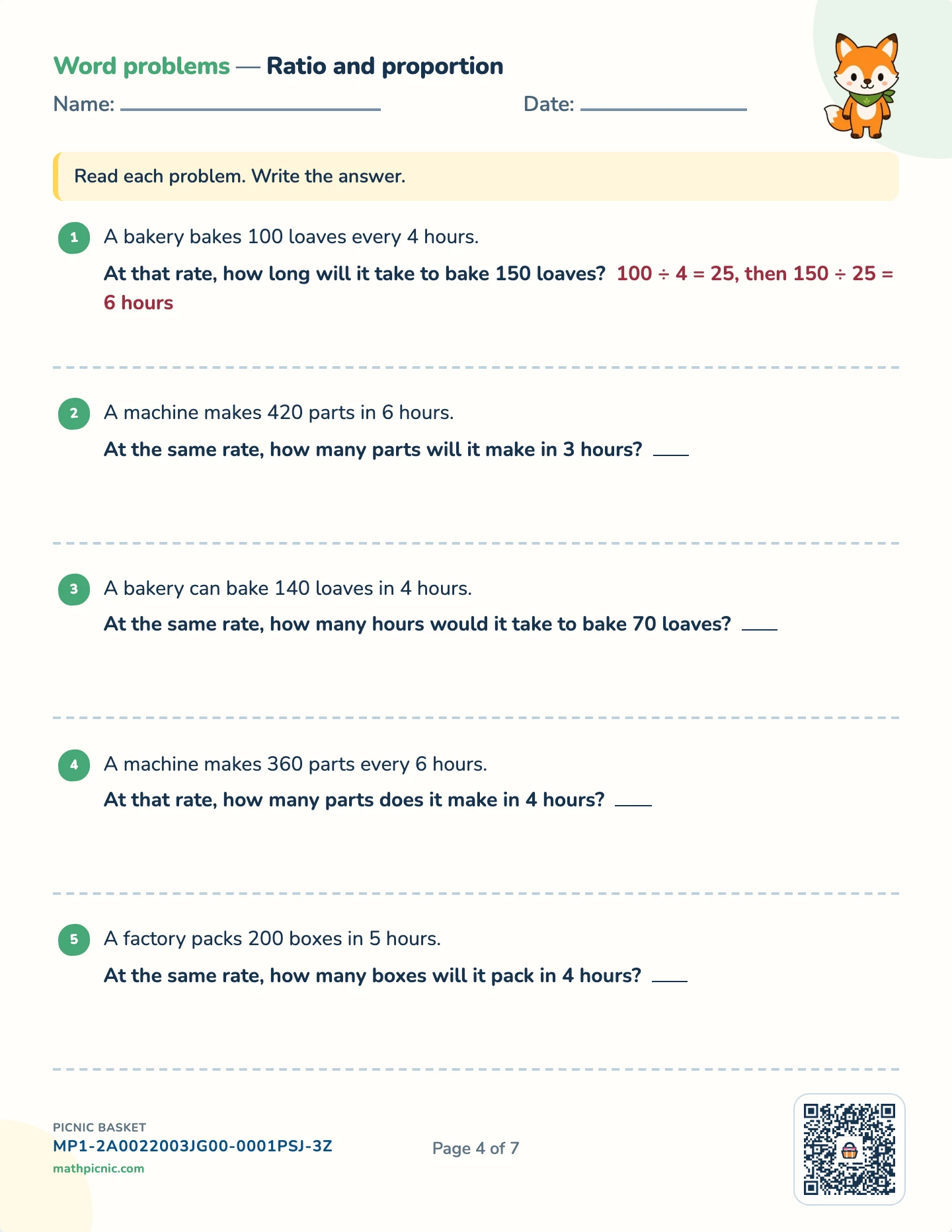 Multi-step story problems pack — Proportions worksheet