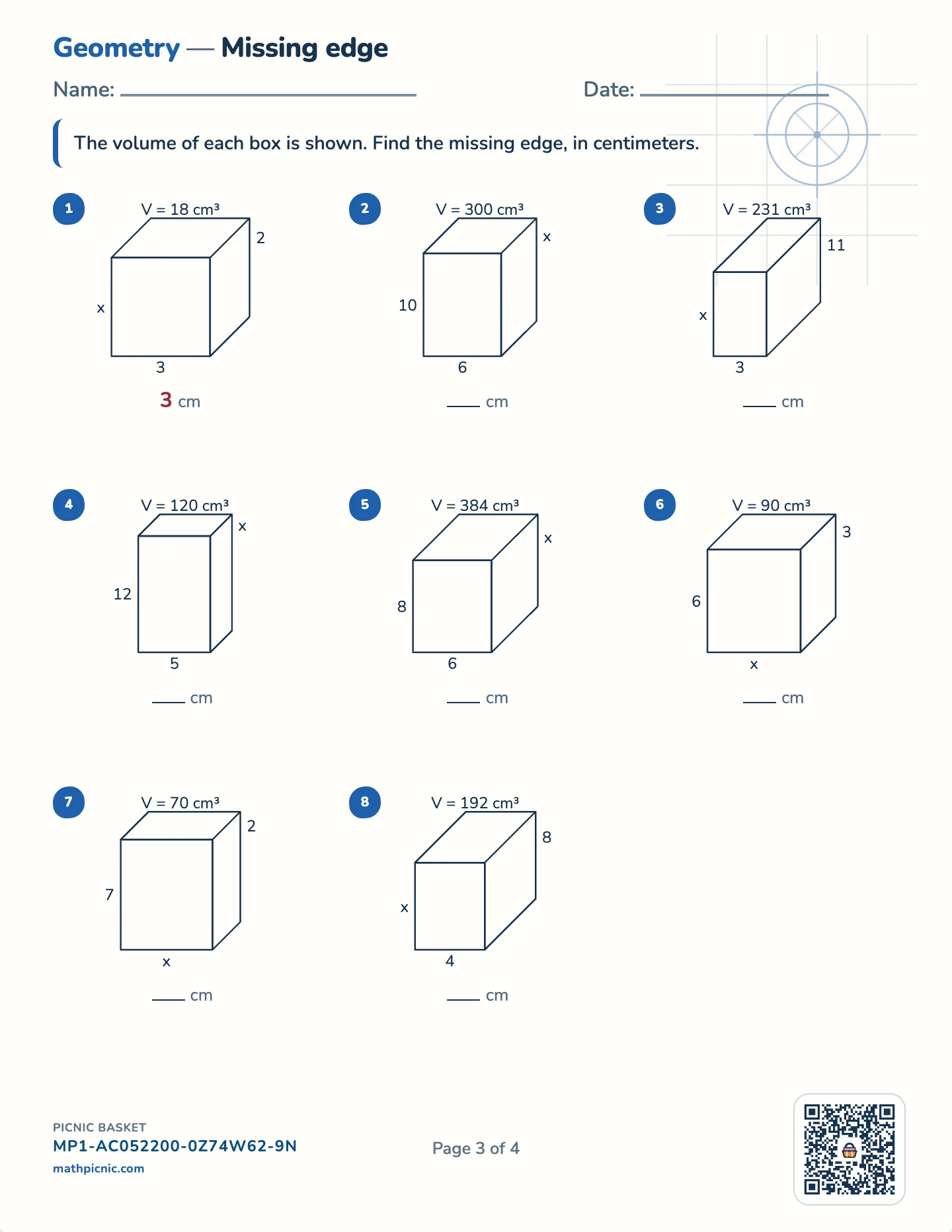 Surface area pack — Missing edge worksheet