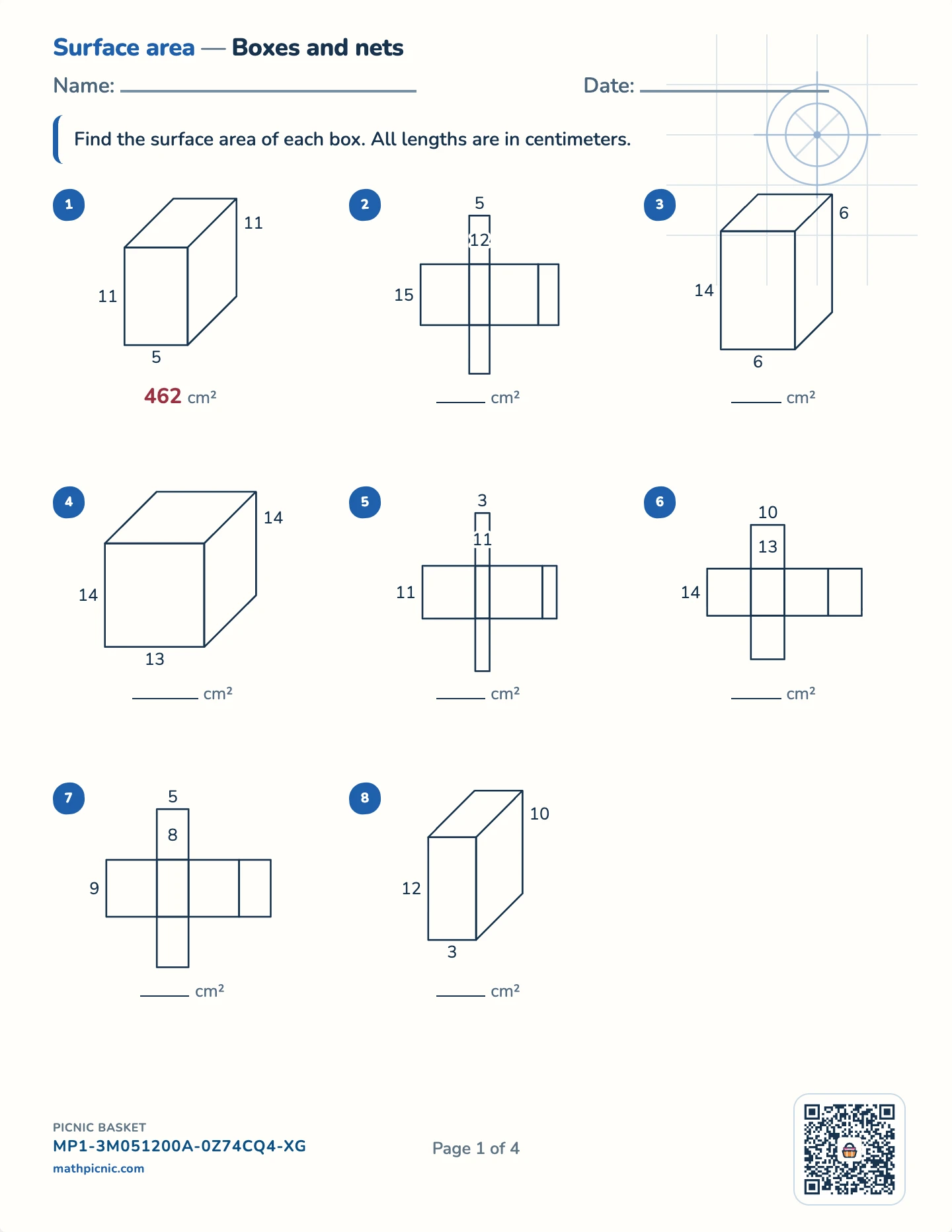 Surface area pack — Surface area worksheet