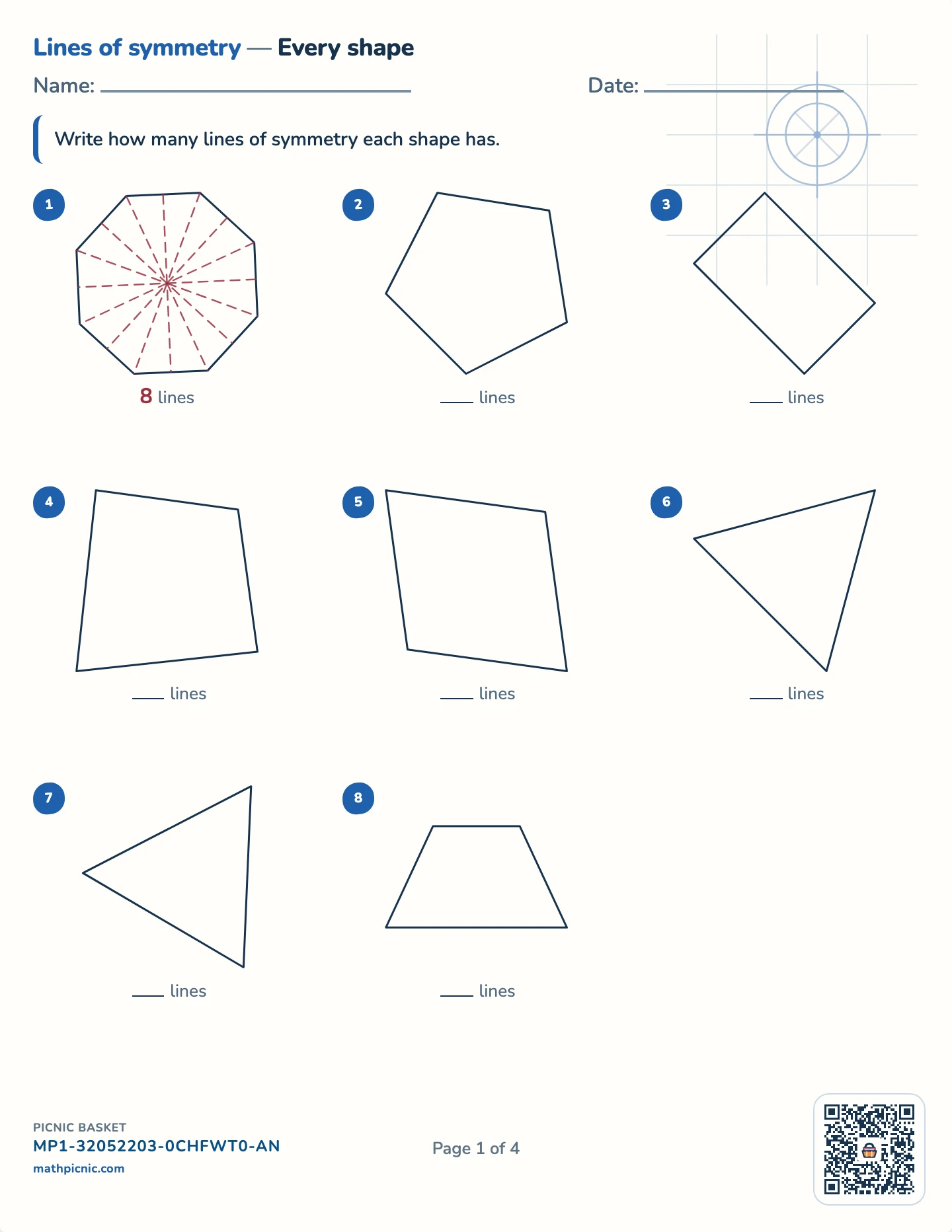 Symmetry pack — Lines of symmetry worksheet