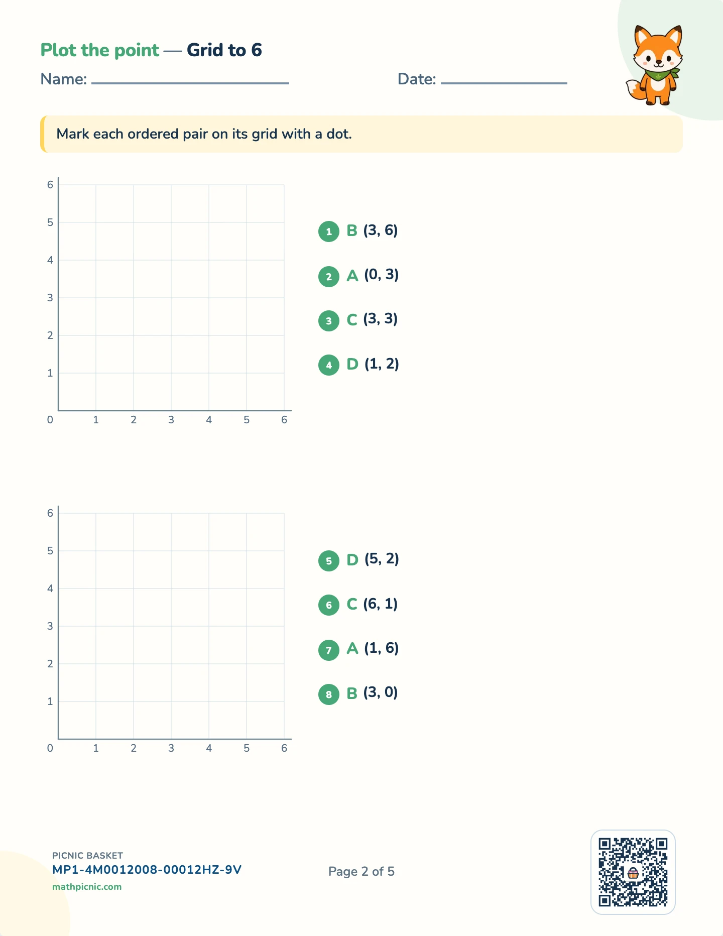 The coordinate plane pack — Plot the point worksheet