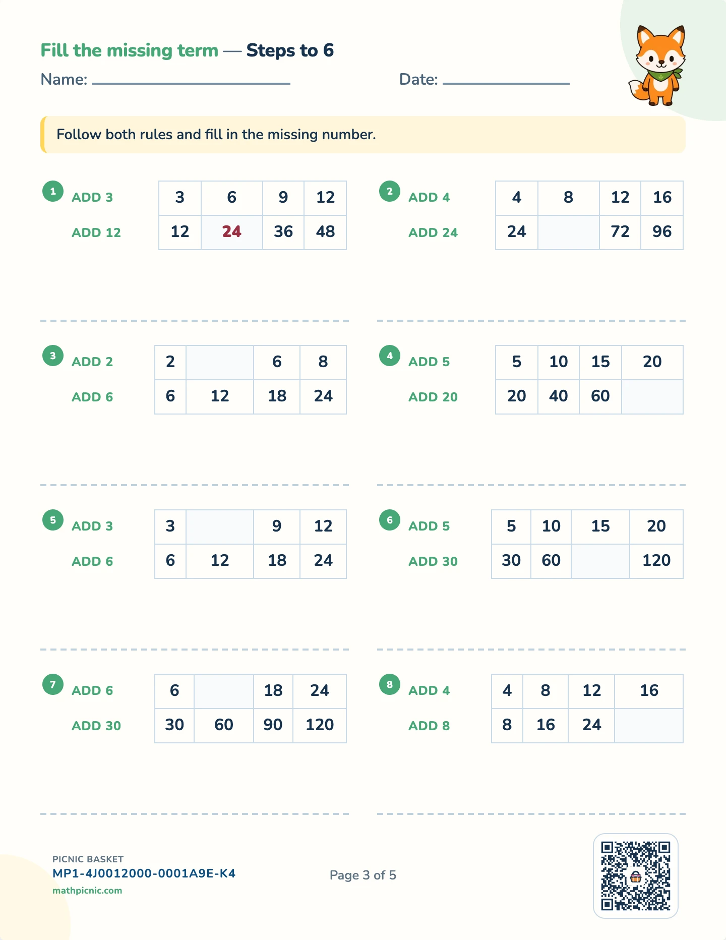 The coordinate plane pack — The missing term worksheet