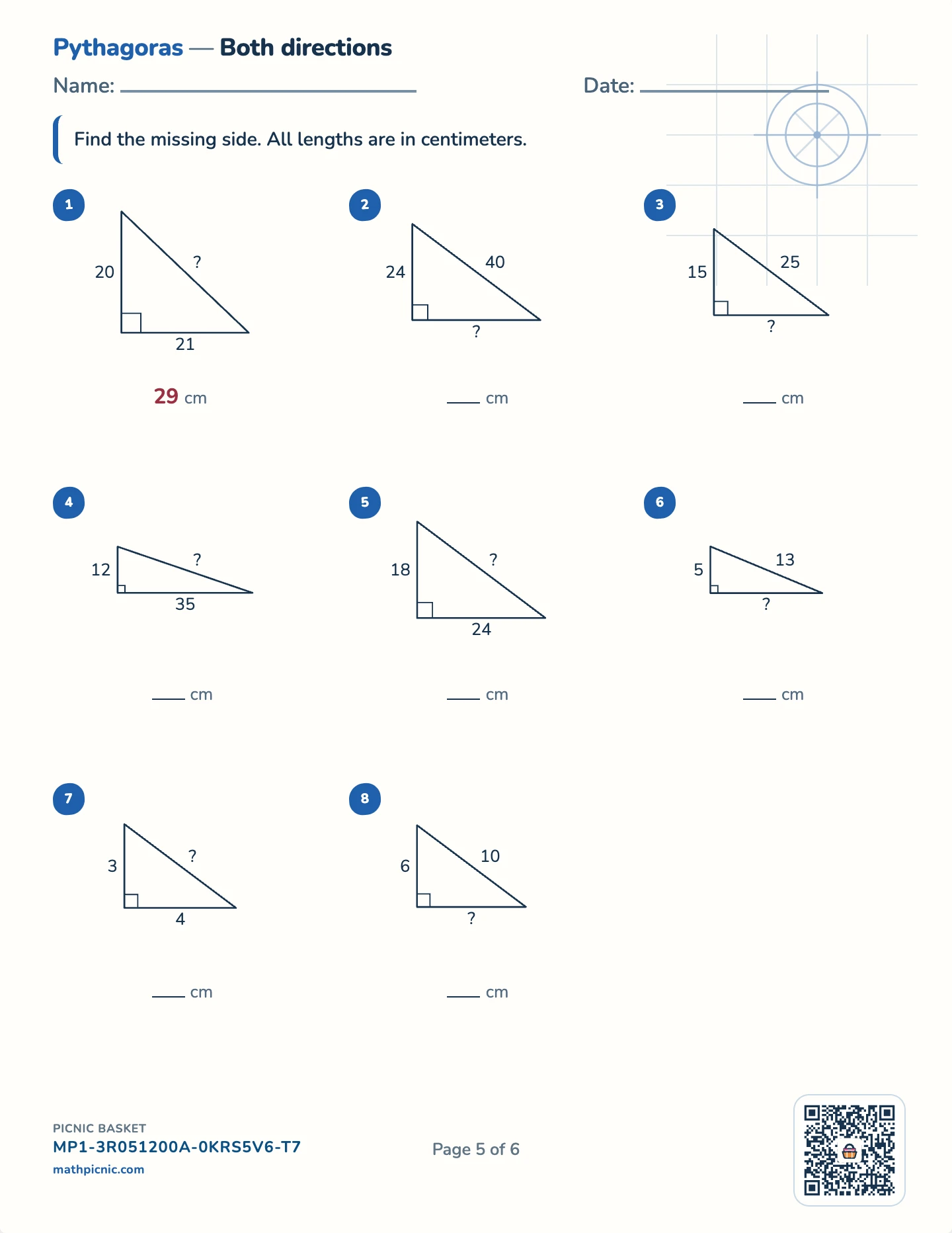 Triangles pack — Pythagoras worksheet
