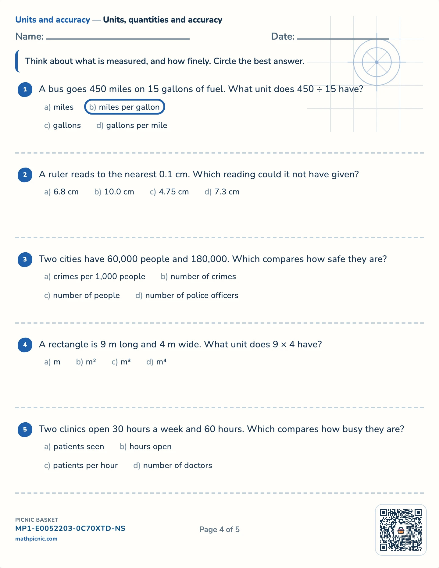 Units and accuracy pack — Mixed worksheet