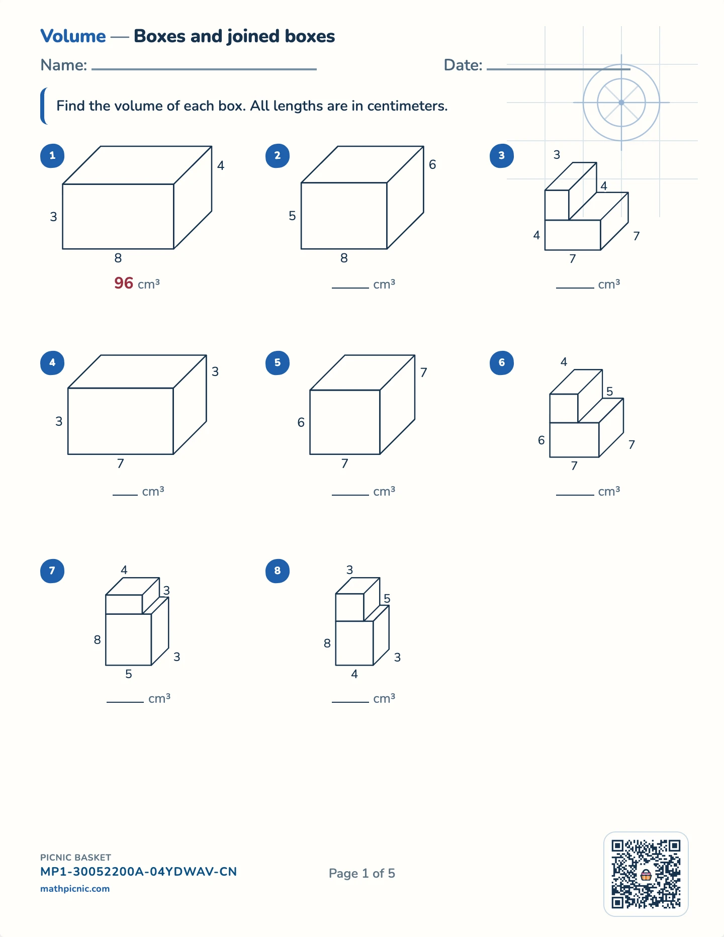 Volume pack — Volume worksheet