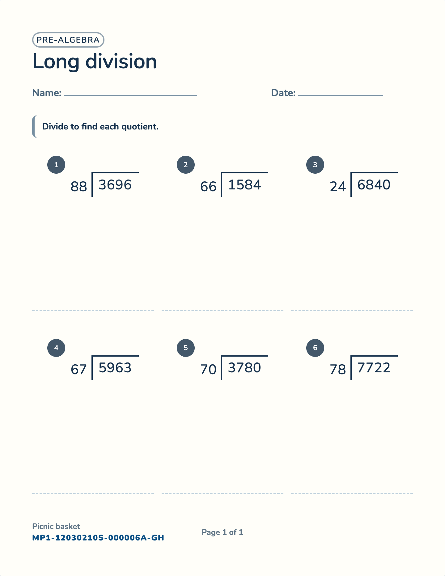 4-digit by 2-digit long division worksheet — 4-digit ÷ 2-digit, free printable with answer key