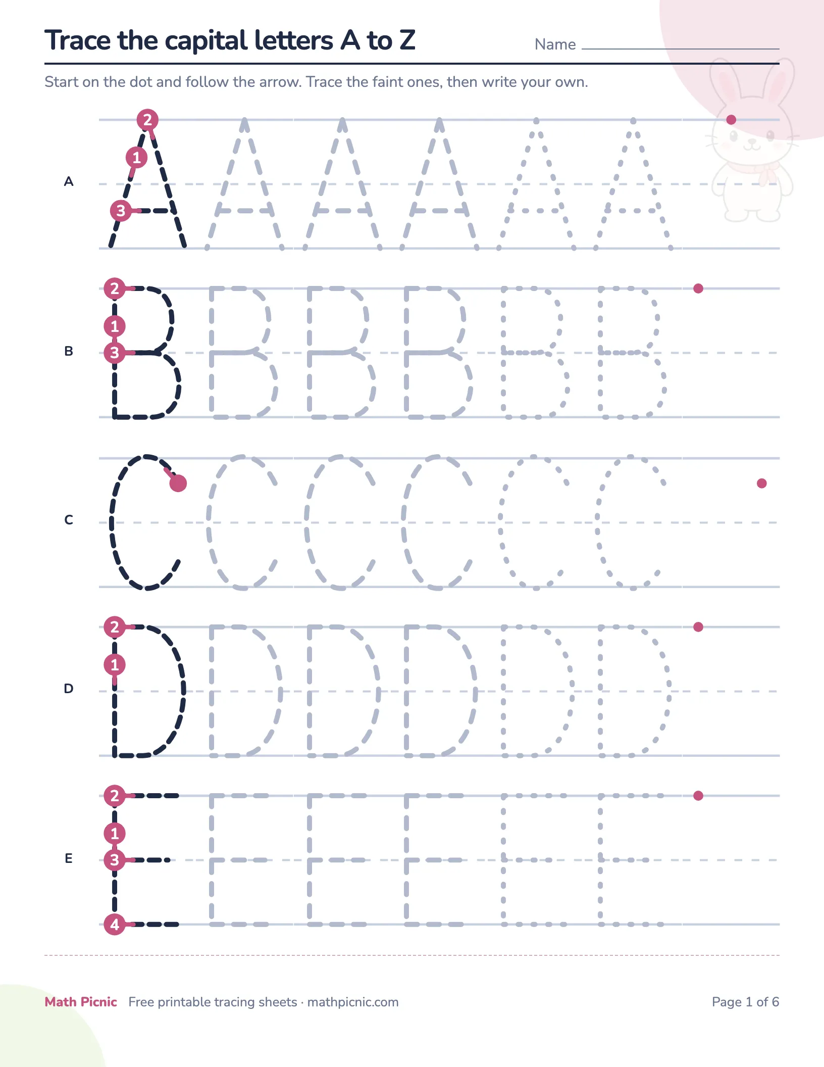 Letter tracing — free printable tracing sheet