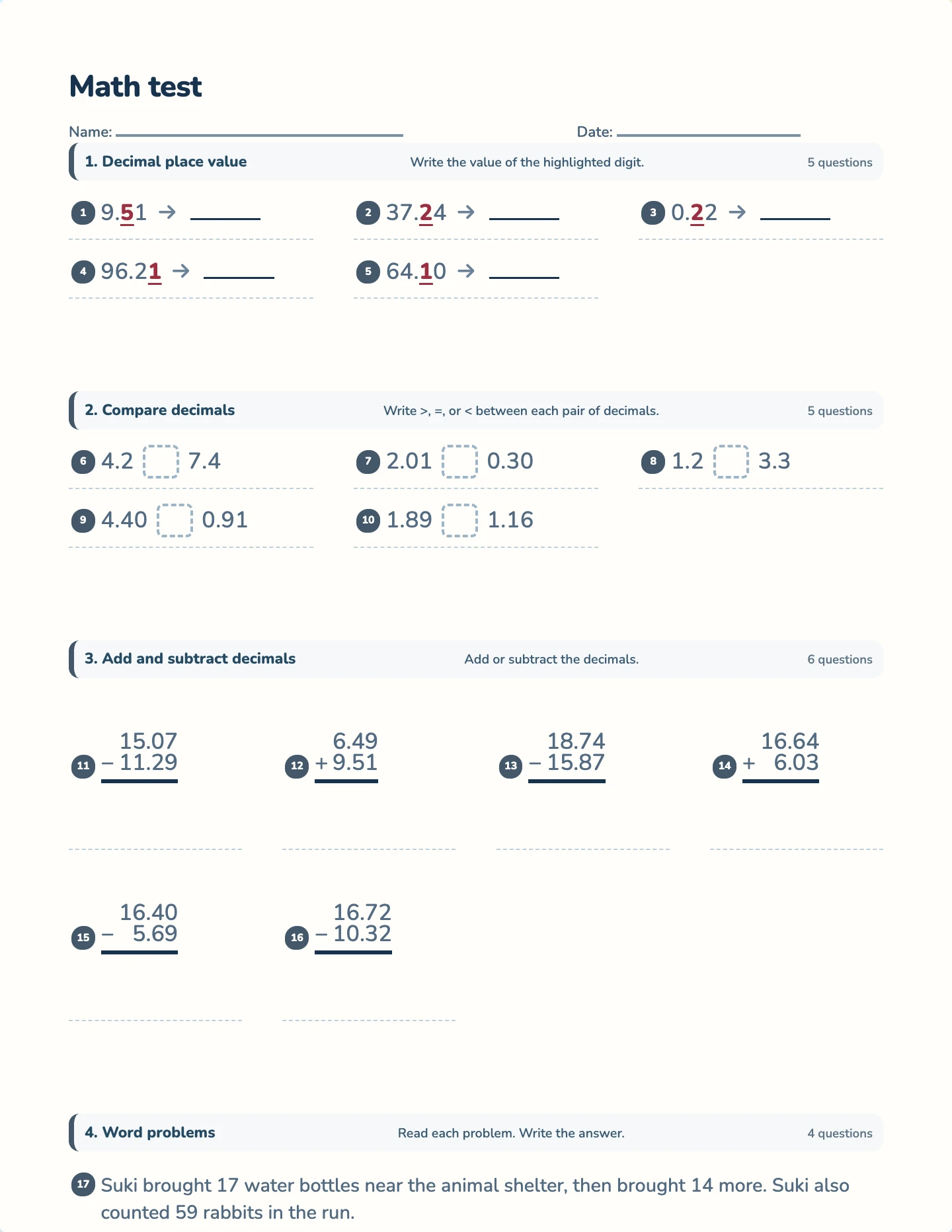 Decimals unit test preview