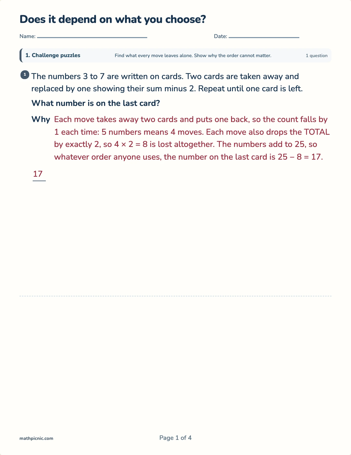 Does it depend on what you choose? — printable test paper