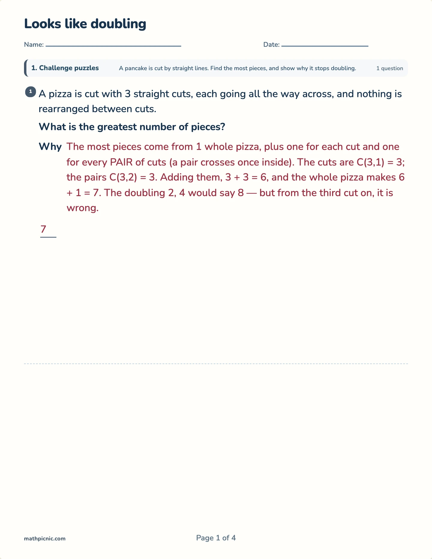 Looks like doubling — printable test paper