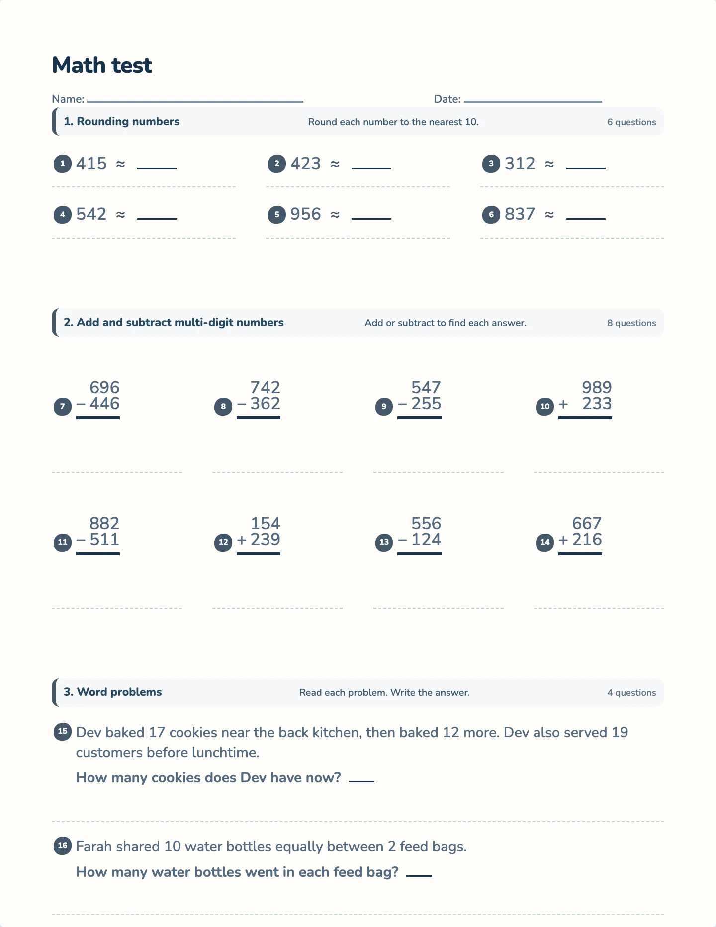 Rounding test preview