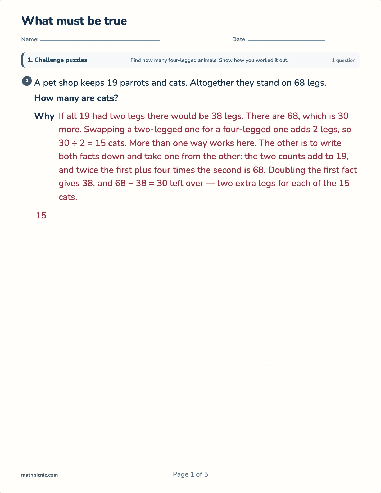 What must be true — printable test paper