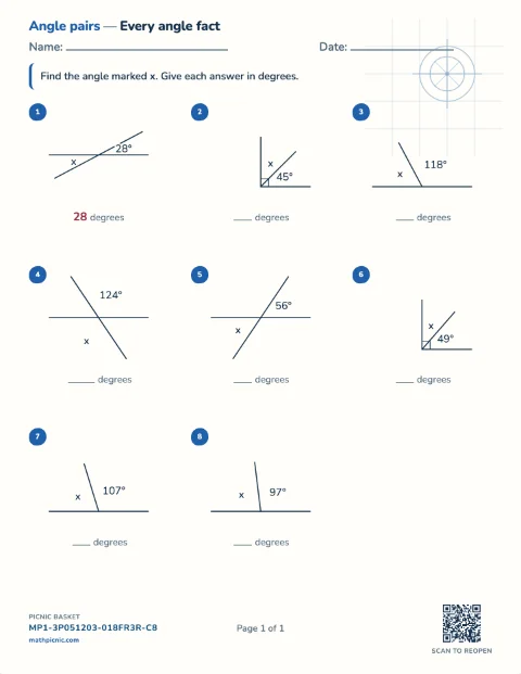 Complementary and supplementary angles worksheet