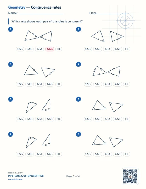 Congruence, inequality and midsegments pack preview