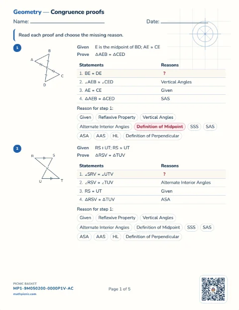 Geometry proofs pack preview