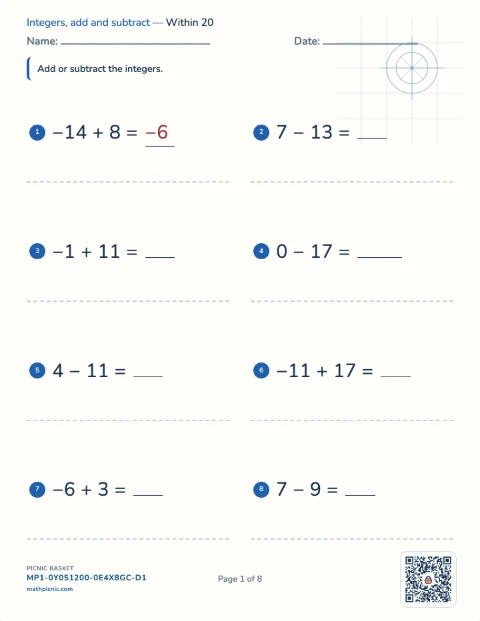 Integers and equations pack preview