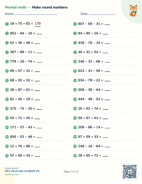 Mental math drill pack preview