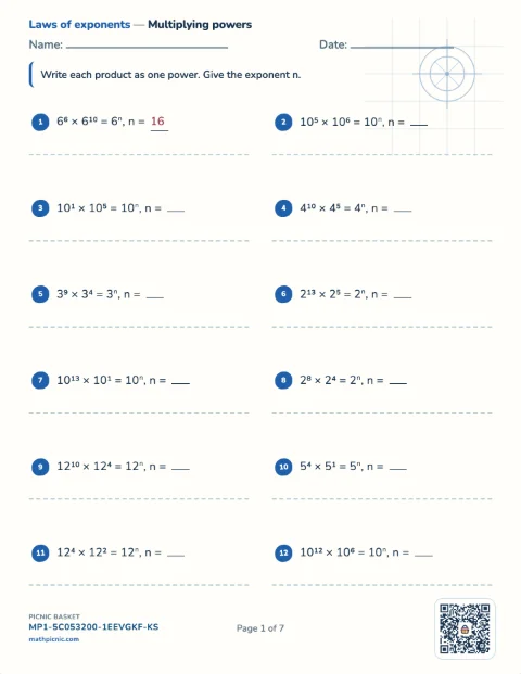 Powers, roots and scientific notation pack preview