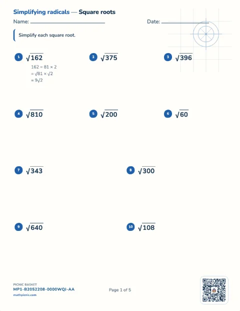 Radicals and rational exponents pack preview
